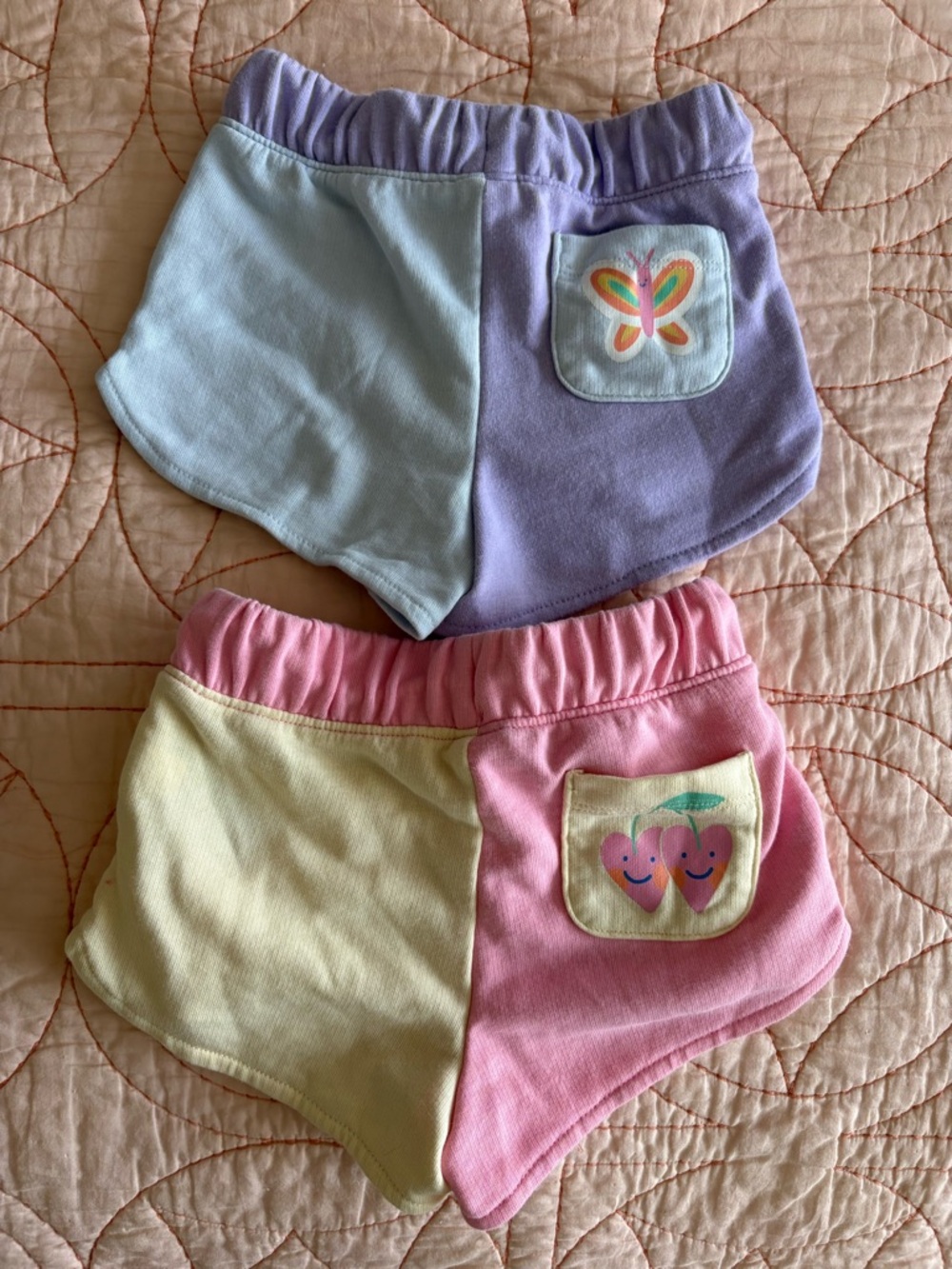 Old Navy Pastel Colorblock Toddler Shorts Set - Purple, Pink, Yellow, Blue